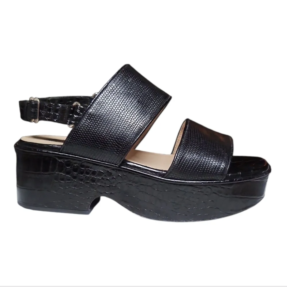 DRIES VAN NOTEN | Black Leather Platform Sandals in Size EU 37.5 / US 7.5